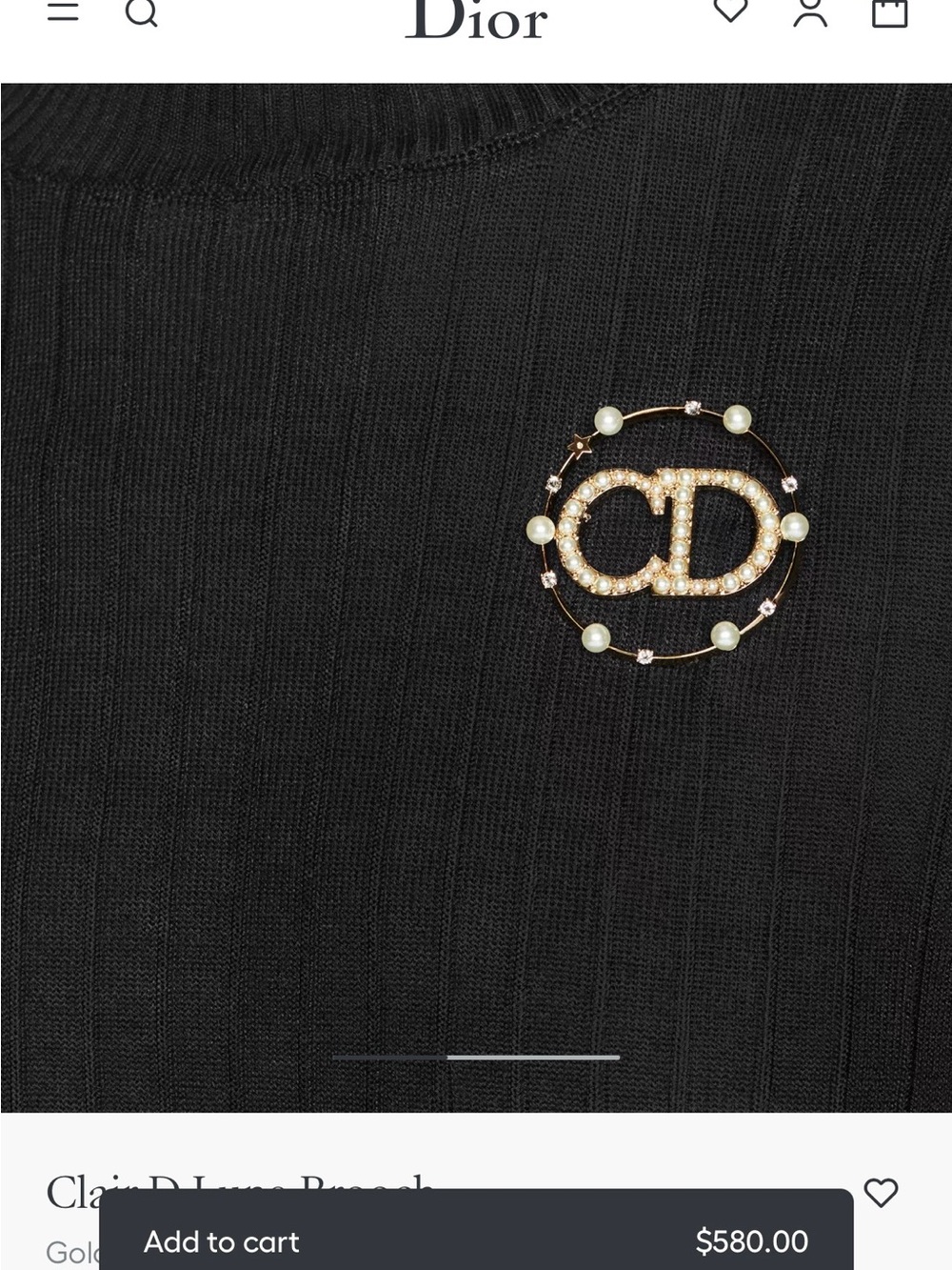 Dior Gold-Tone Pearl & Crystal Double-Loop Brooch - Picture 10 of 14